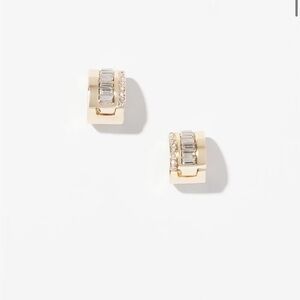 NWT WHBM Gold Baguette Huggie Earrings